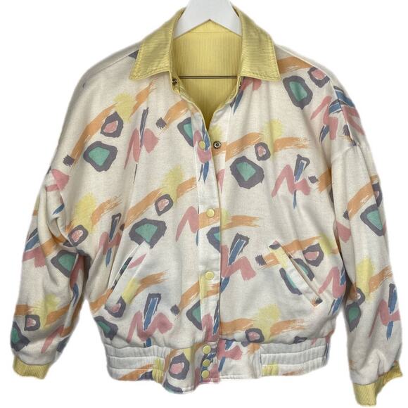 Vintage Jackets & Blazers - Vintage Reversible Yellow 90's Patterned Jacket - Women's Size S